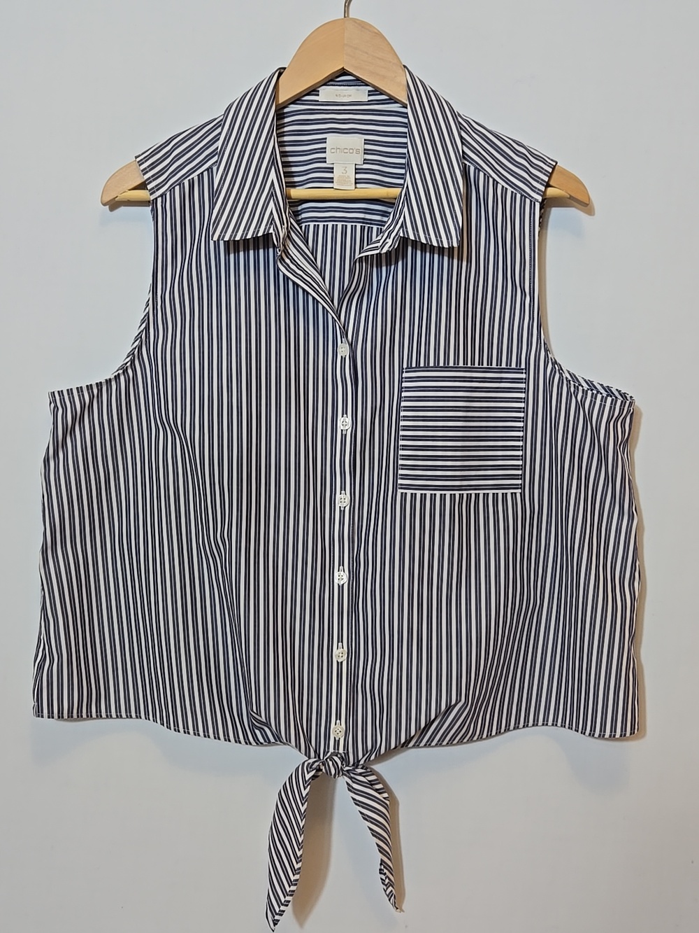 Chico's No Iron Nautical Striped Top Size 3 / XL ‎ Cotton Sleeveless
